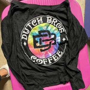 Women’s black and tie dye off the shoulder long sleeve shirt